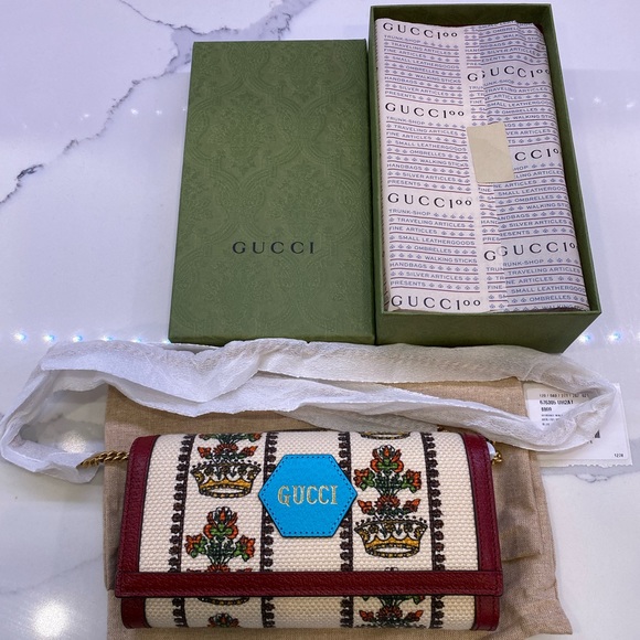 Gucci Handbags - SOLD! Gucci 100 Centennial Collection Chain Wallet in Ivory Jacquard *RARE*